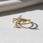 The Elara Pear-Cut Three-Stone Lab-Grown Diamond Double-Band Engagement Ring in 10K or 14K Solid Gold
