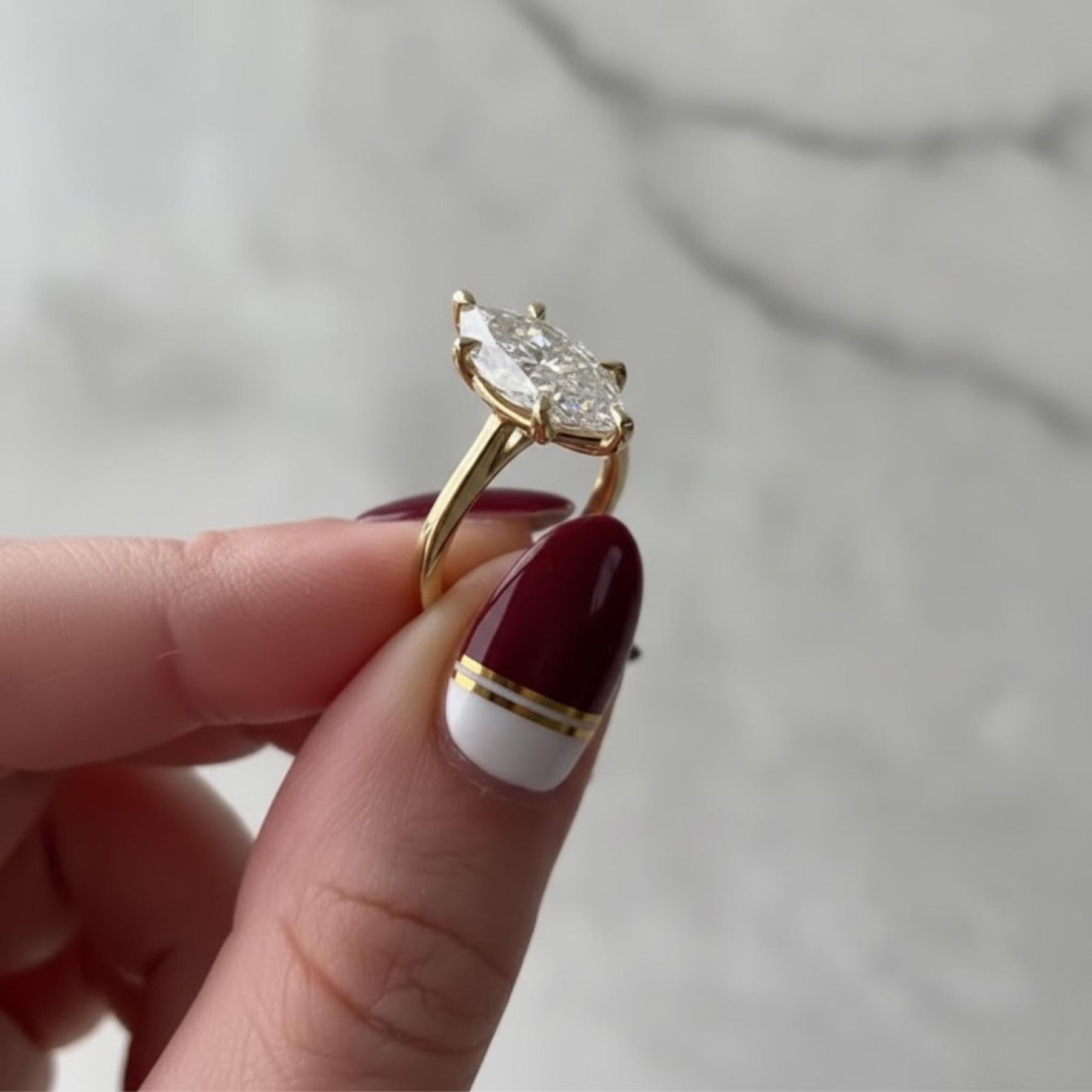 The Vivienne Marquise-Cut Lab-Grown Diamond Six-Prong Engagement Ring in 10K or 14K Solid Gold