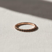 14K Solid Gold Eternity Ring, Black Diamond Ring, Stackable Ring for Women, Black Eternity Ring, Infinity Ring, Eternity Diamond Ring