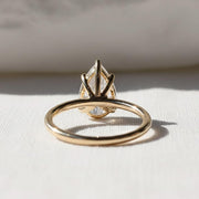 2.5 CT Pear Lab Grown Diamond Solitaire Ring, Handmade Cathedral 14K Gold