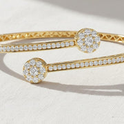 1.51 Ct Diamond Bangle, 14K Gold Plated Lab Grown Diamond Bangle, Open Cuff Bangle
