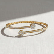 1.51 Ct Diamond Bangle, 14K Gold Lab Grown Diamond Bangle, Open Cuff Bangle