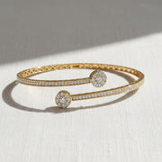 1.51 Ct Diamond Bangle, 14K Gold Plated Lab Grown Diamond Bangle, Open Cuff Bangle