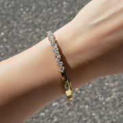 Lab Grown Diamond  Bangle Bracelet for Women, Mix Cut Diamond  Bangle Bracelet For Wedding, Multi Shape Solid Gold Diamond Bracelet