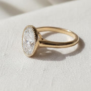 Bezel Set 2 Ct Oval Cut Diamond Engagement Ring, Oval Cut Ring, Elongated Oval, Diamond Engagement Ring, Ice Crushed Oval