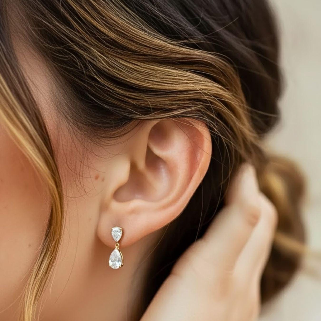 Pear Cut Diamond Wedding Earrings in 14K Yellow Gold, Elegant Drop Earrings for Women, Perfect Anniversary Gift for Her