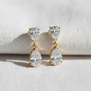 Pear Cut Diamond Wedding Earrings in 14K Yellow Gold, Elegant Drop Earrings for Women, Perfect Anniversary Gift for Her