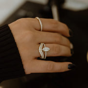 The Rosalie 2.5-Carat Marquise-Cut Lab-Grown Diamond Hidden Halo Engagement Ring with a Pavé Band in 10K or 14K Solid Gold