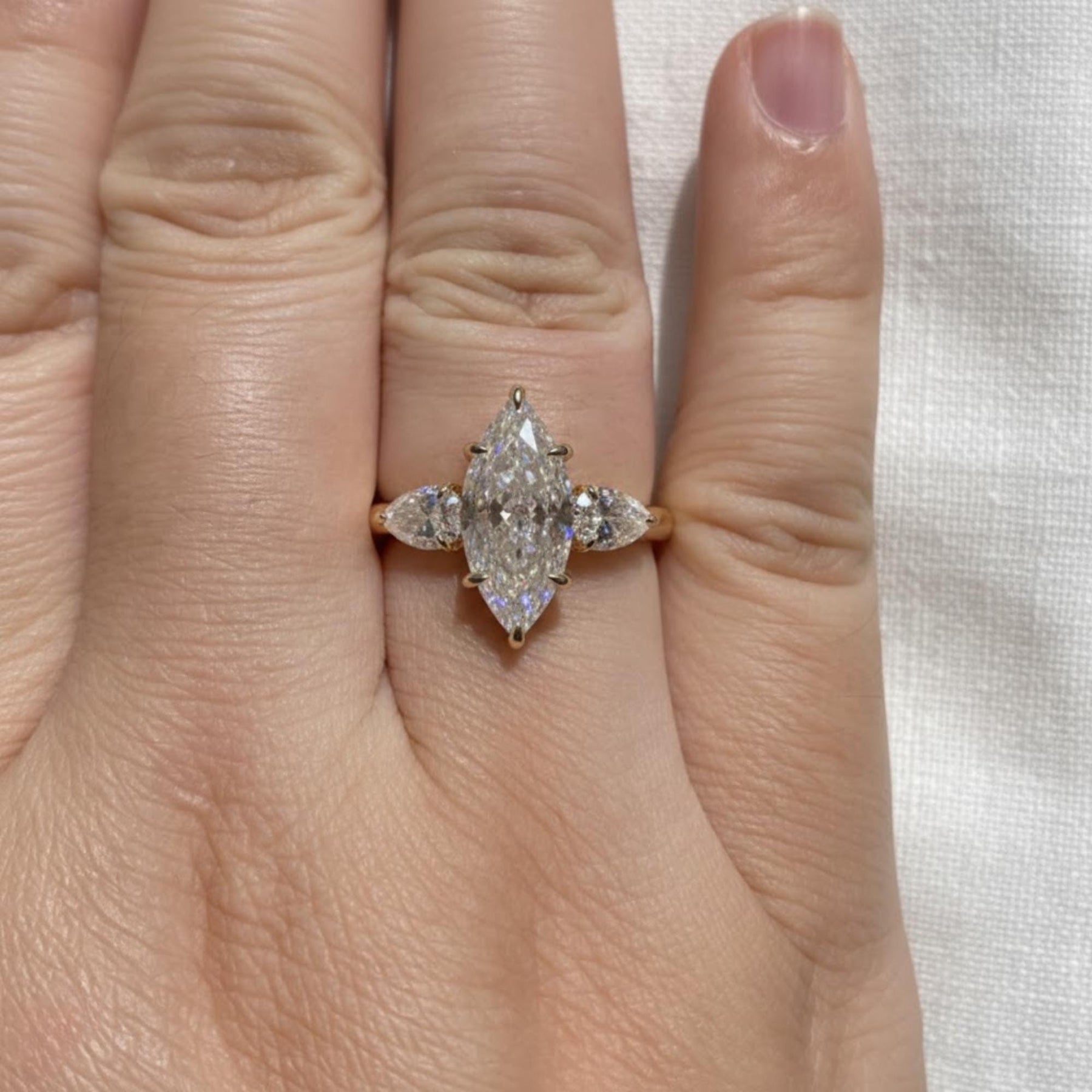 Marquise Diamond Engagement Ring Genuine Lab Grown Diamond Anniversary Ring Unique Proposal Ring for Her Six Claw Prong Setting Ring Gift