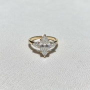 Marquise Diamond Engagement Ring Genuine Lab Grown Diamond Anniversary Ring Unique Proposal Ring for Her Six Claw Prong Setting Ring Gift