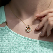14k Gold Diamond Circle Necklace: Floating Pendant, Circle of Life, Donut Necklace