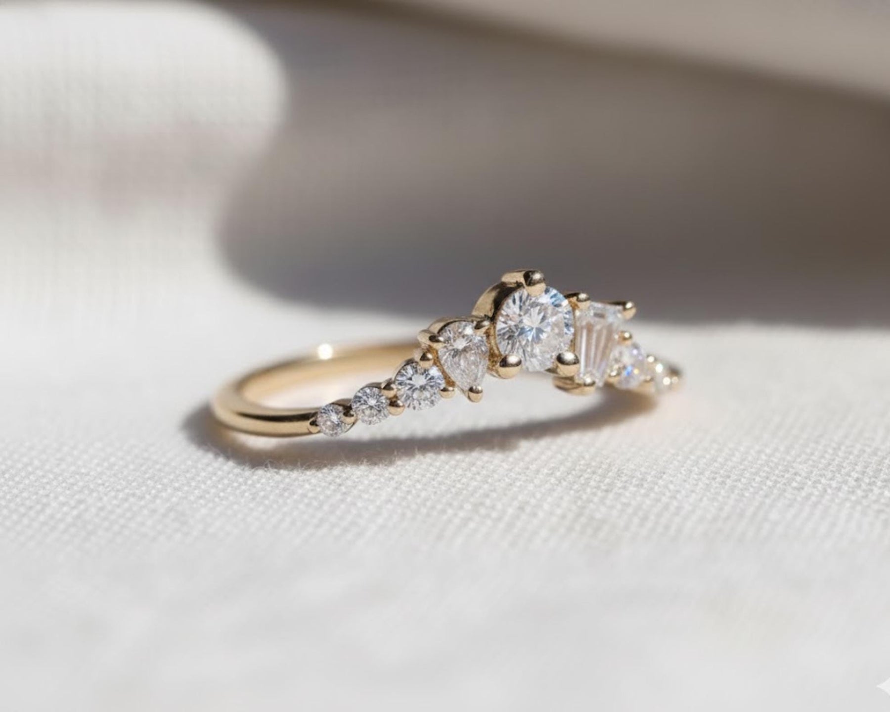 Multi Stone Diamond Band, Diamond Wedding Band, Mix Shape Diamond Band, Multi Shape Cluster Band, Multi Stone Half Eternity Band for Her