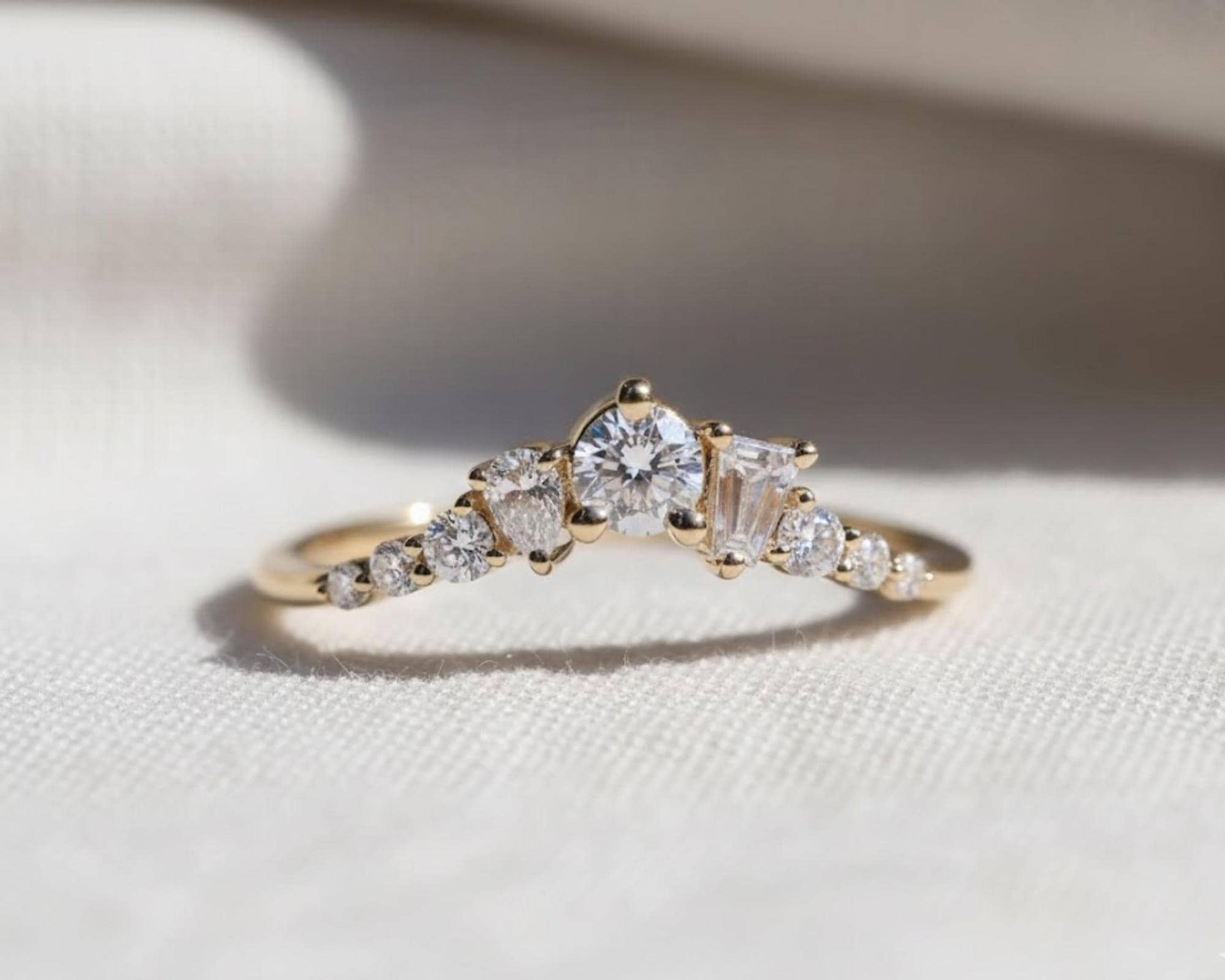 Multi Stone Diamond Band, Diamond Wedding Band, Mix Shape Diamond Band, Multi Shape Cluster Band, Multi Stone Half Eternity Band for Her