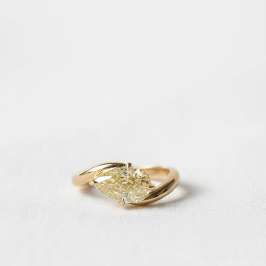 The Solaire 2-Carat Fancy Yellow Pear-Cut Lab-Grown Diamond Solitaire Engagement Ring in 10K or 14K Solid Gold