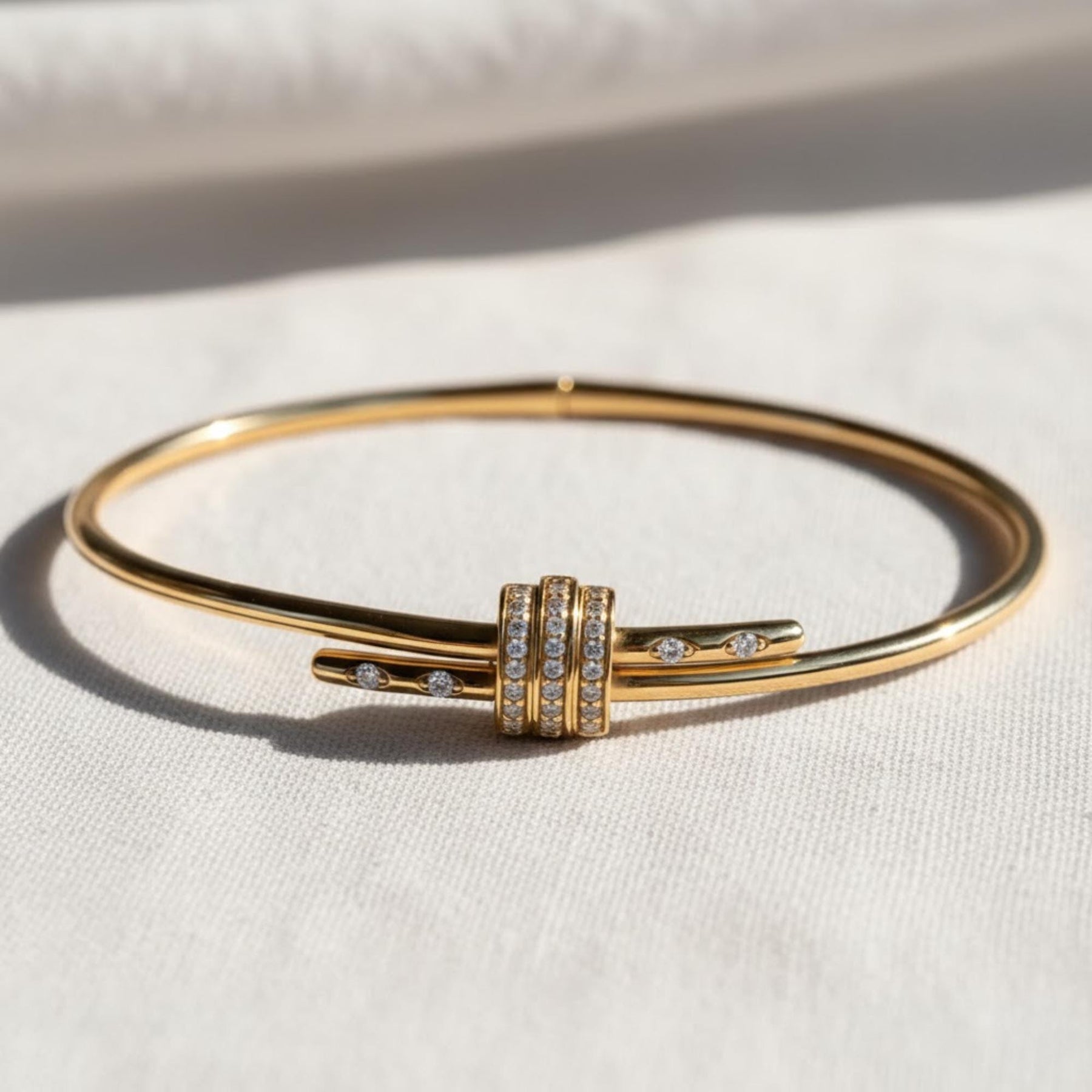 Solid Gold Bangle Bracelet for Women, Round Cut Diamond Bracelet Bangle, Gold Latch Bracelet, Diamond Bangle Bracelet, Gift For Her