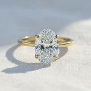 3 Carat Oval F Color VS+ Clarity 14K Solid Gold IGI Certified Lab Grown Diamond Solitaire Engagement Ring