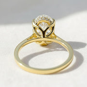 3 Carat Oval F Color VS+ Clarity 14K Solid Gold IGI Certified Lab Grown Diamond Solitaire Engagement Ring