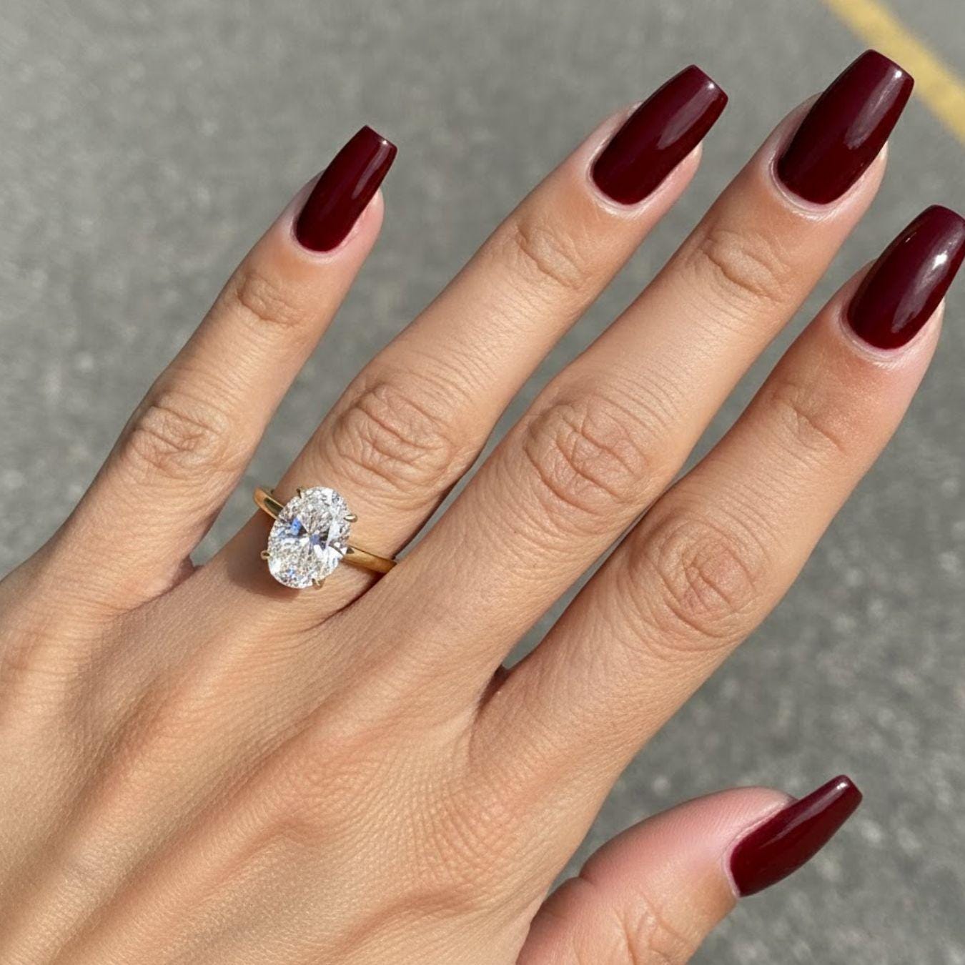 3 Carat Oval F Color VS+ Clarity 14K Solid Gold IGI Certified Lab Grown Diamond Solitaire Engagement Ring