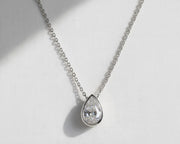 The Elara Pear-Shaped Lab-Grown Diamond Bezel Solitaire Pendant Necklace in 10K or 14K Solid Gold
