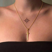 The Aurelian Winged Sword Pendant Necklace in 10K or 14K Solid Gold – Unisex Fine Jewelry