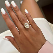 5 Carat Oval Lab Grown Diamond Solitaire Ring / Huge CVD Diamond / Double Claw Prong Engagement Ring in Yellow Gold IGI Certified.