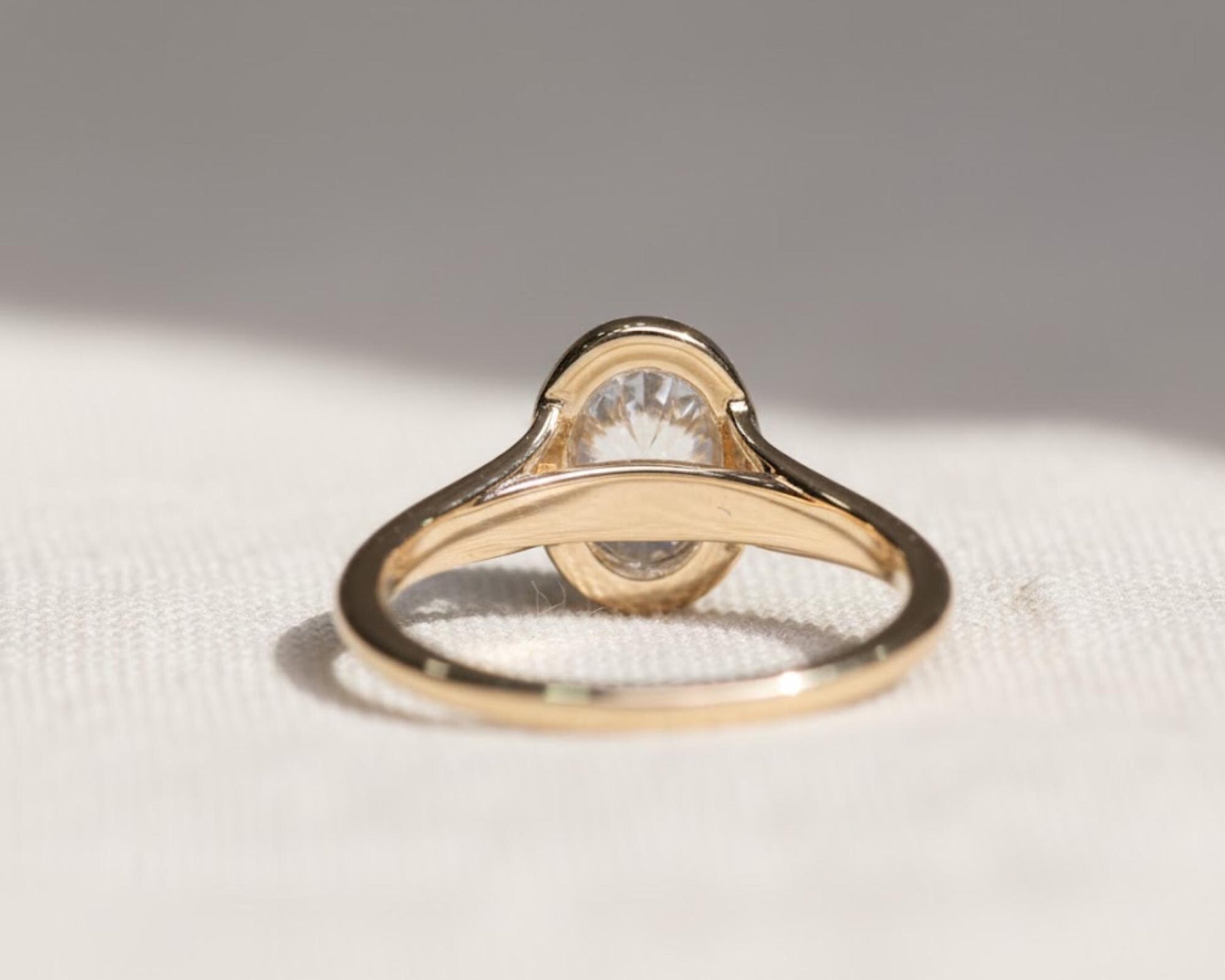 2 Carat Oval Lab Grown Diamond Solitaire Ring / Bezel Set Diamond Engagement Ring / 2ct Oval Split Shank Ring / Bezel Set Oval Diamond Ring