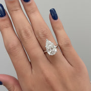 3.00 Carat Pear Cut Lab Grown Diamond Ring, CVD Diamond Solitaire Ring For Wedding Gift, 14K Yellow Gold Anniversary Ring For Her