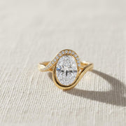 2.00 CT Oval Lab Grown Diamond Engagement Ring: 14k Yellow Gold Bypass Diamond Ring