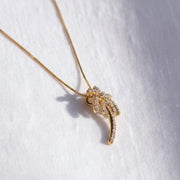 The Solara Pavé Lab-Grown Diamond Palm Tree Pendant Necklace in 10K or 14K Solid Gold