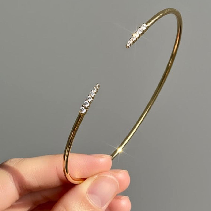 The Aurora Round-Cut Lab-Grown Diamond Open Bangle Bracelet in 10K or 14K Solid Gold