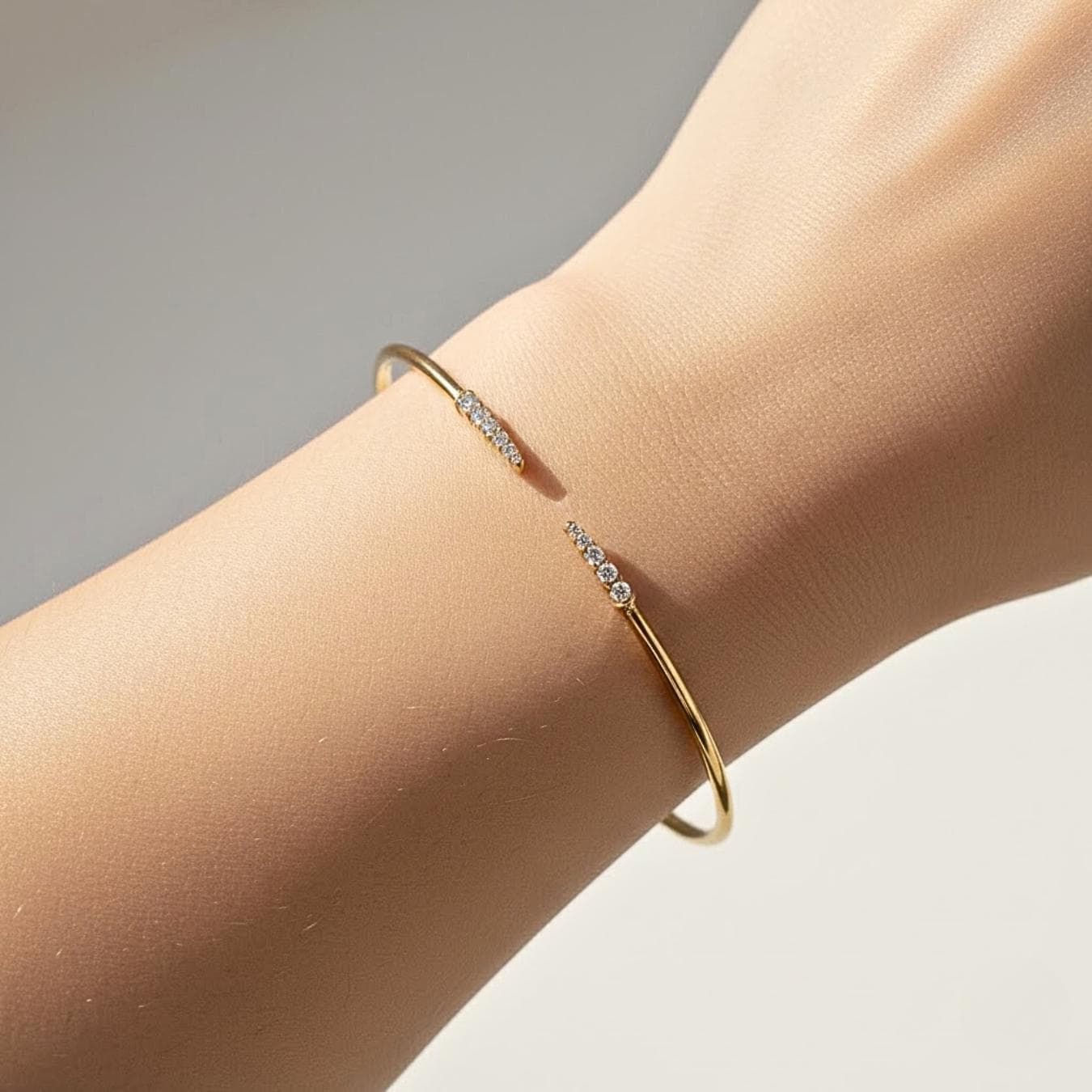 Gold Bangle Bracelet for Women, Round Cut Diamond Bracelet Bangle, Gold Open Bracelet, Diamond Bangle Bracelet, Gift For Her