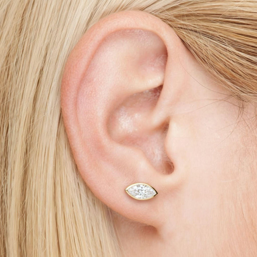 The Celeste 0.50-Carat Marquise-Cut Lab-Grown Diamond Stud Earrings in 10K or 14K Solid Gold