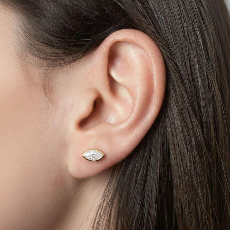 The Celeste 0.50-Carat Marquise-Cut Lab-Grown Diamond Stud Earrings in 10K or 14K Solid Gold