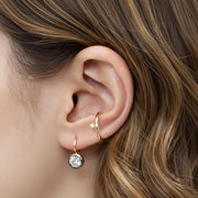 Dainty Diamond Ear Cuff, No Piercing Required,  prong Thin Earcuff Earring, 14K Solid Gold