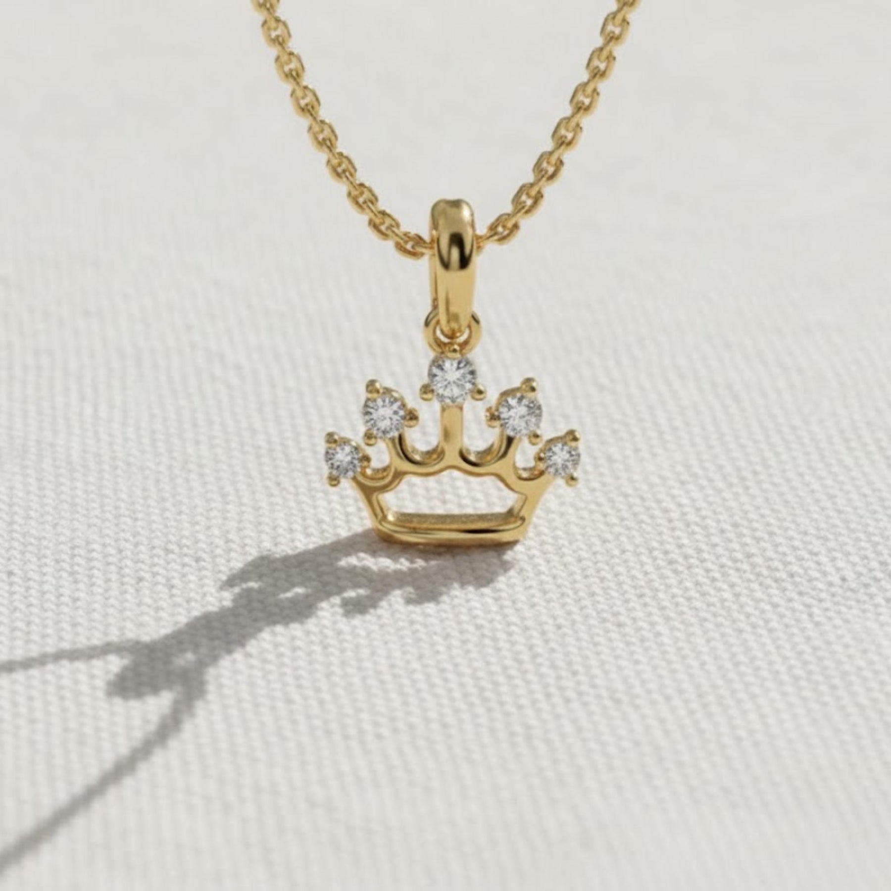 14K Solid Gold Crown Pendant Princess Pendant Crown Pendant For Girls Gold Crown pendant Solid Gold Chian Gift for her