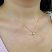 14K Solid Gold Diamond St. Michael Necklace, Archangel Pendant, Guardian Angel