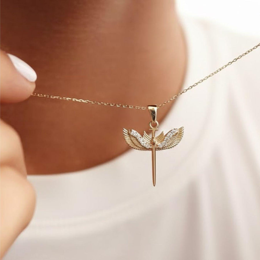 The Sentinel Lab-Grown Diamond St. Michael Guardian Angel Pendant Necklace in 10K or 14K Solid Gold