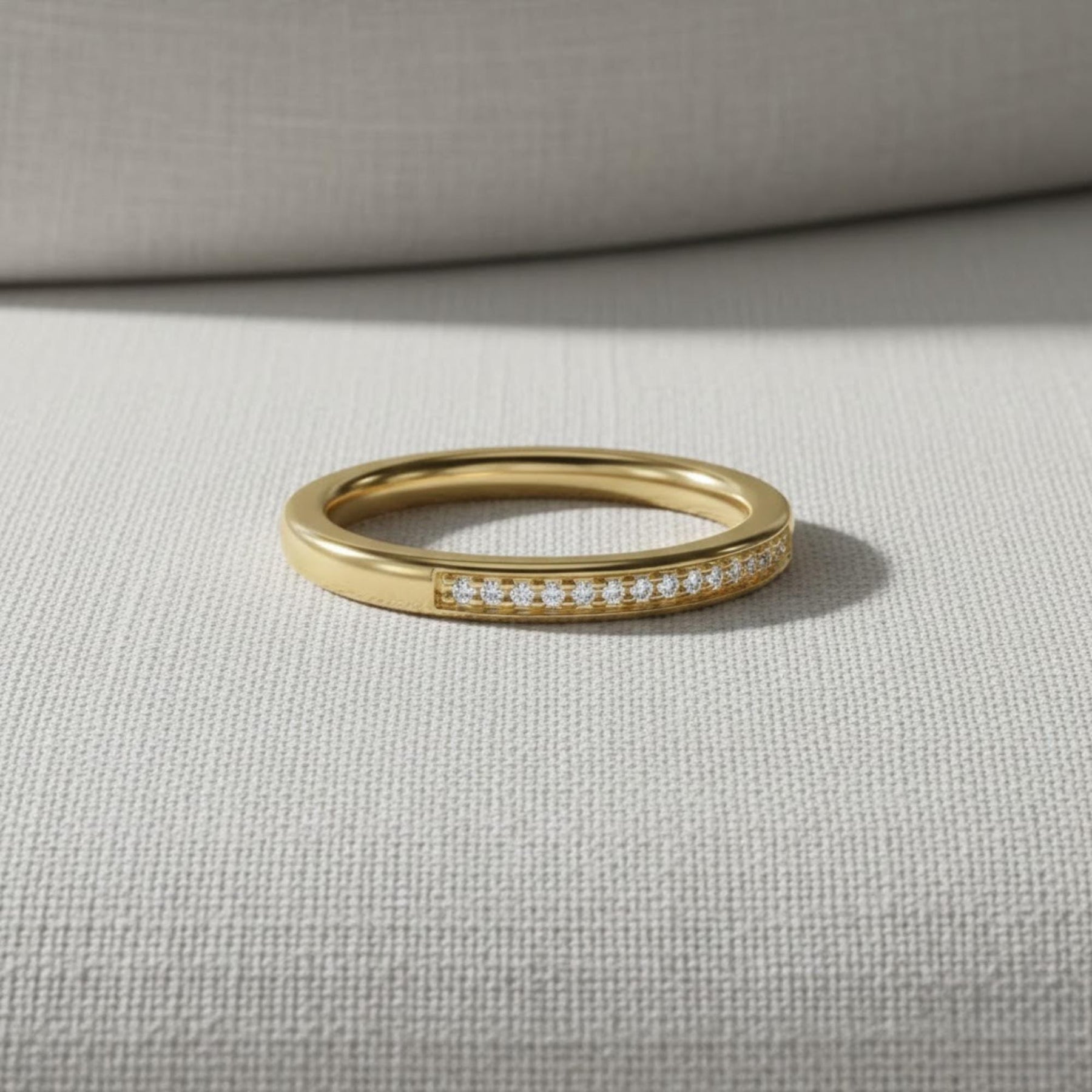 Diamond Wedding Band 10K 14K Solid Gold Stacking Ring Half Eternity Ring Lab Grown Diamond Ring Anniversary Stack Ring for Women