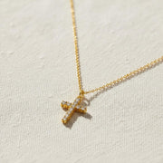 14k Solid Gold Diamond Encrusted Cross Necklace / Silver Cross Necklace with Lab Diamond / Diamond Cross Necklaces for Women