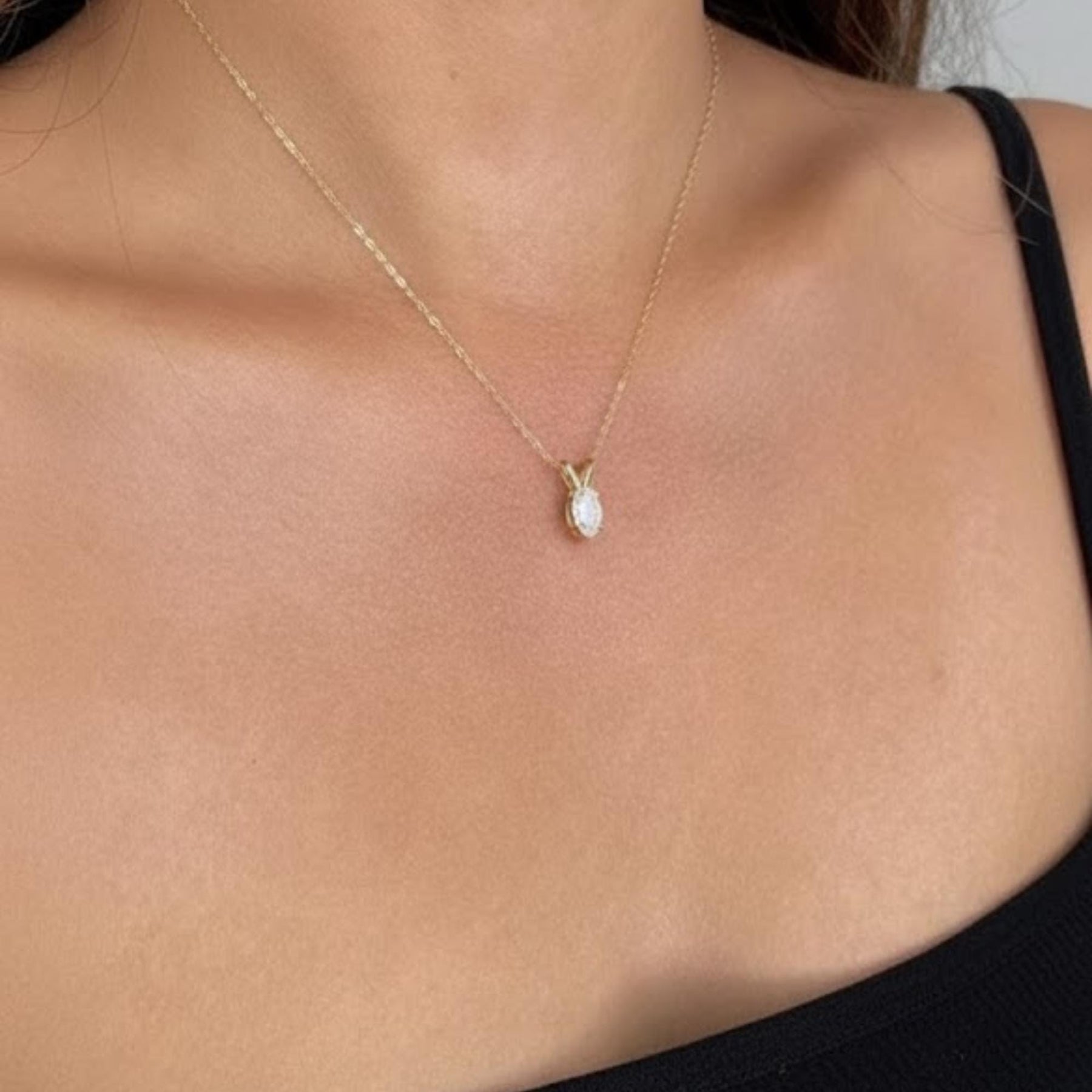 The Marielle Marquise-Cut Lab-Grown Diamond Solitaire Pendant Necklace in 10K or 14K Solid Gold
