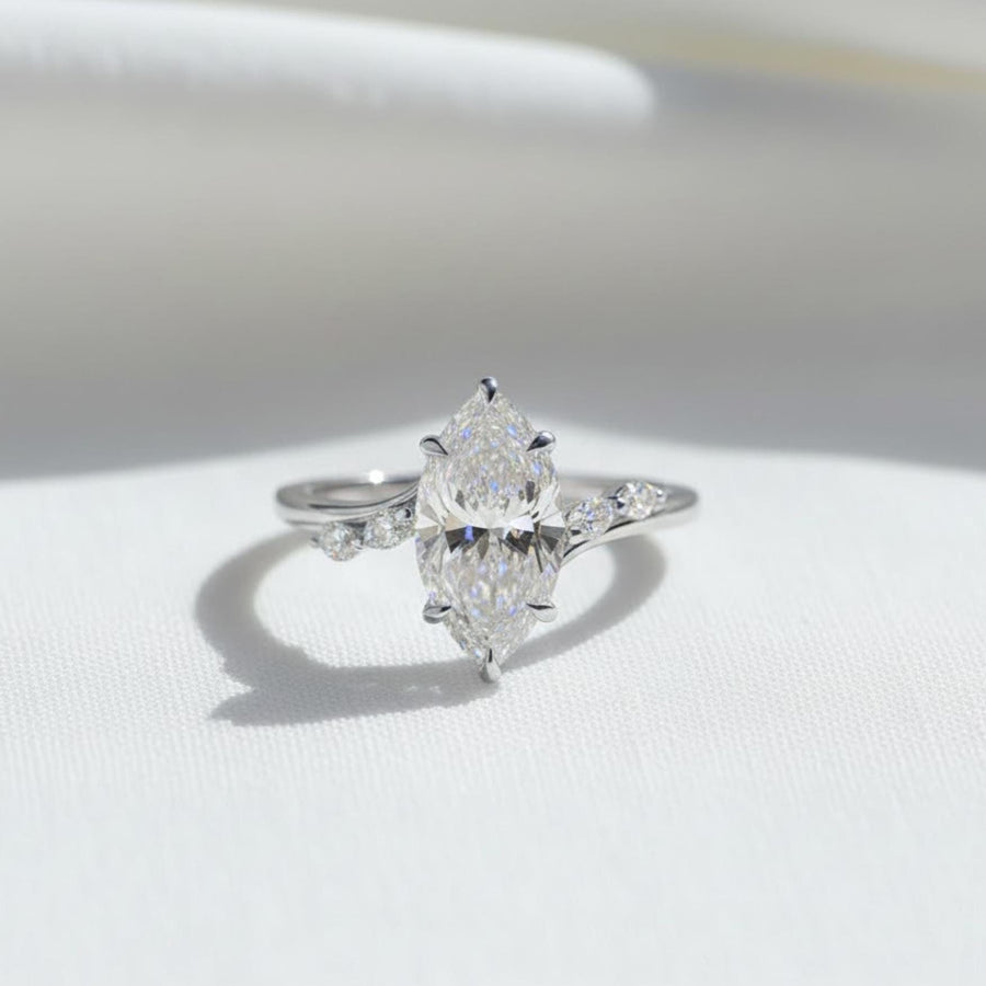The Amorette Marquise-Cut Lab-Grown Diamond Solitaire Engagement Ring in 10K or 14K Solid Gold