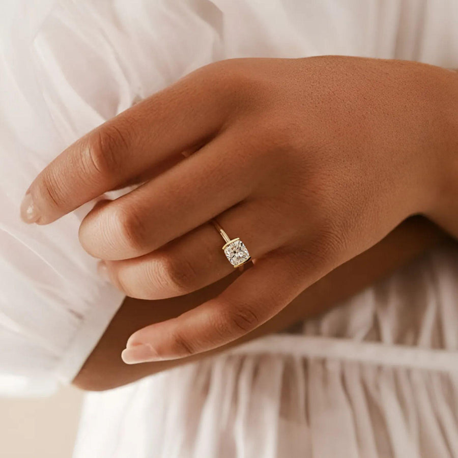 The Lucera 2-Carat Crushed-Ice Cushion-Cut Lab-Grown Diamond Solitaire Engagement Ring in 10K or 14K Solid Gold