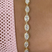 The Marcelline 3.78 CTW Marquise Bezel Lab-Grown Diamond Tennis Bracelet in 10K or 14K Solid Gold