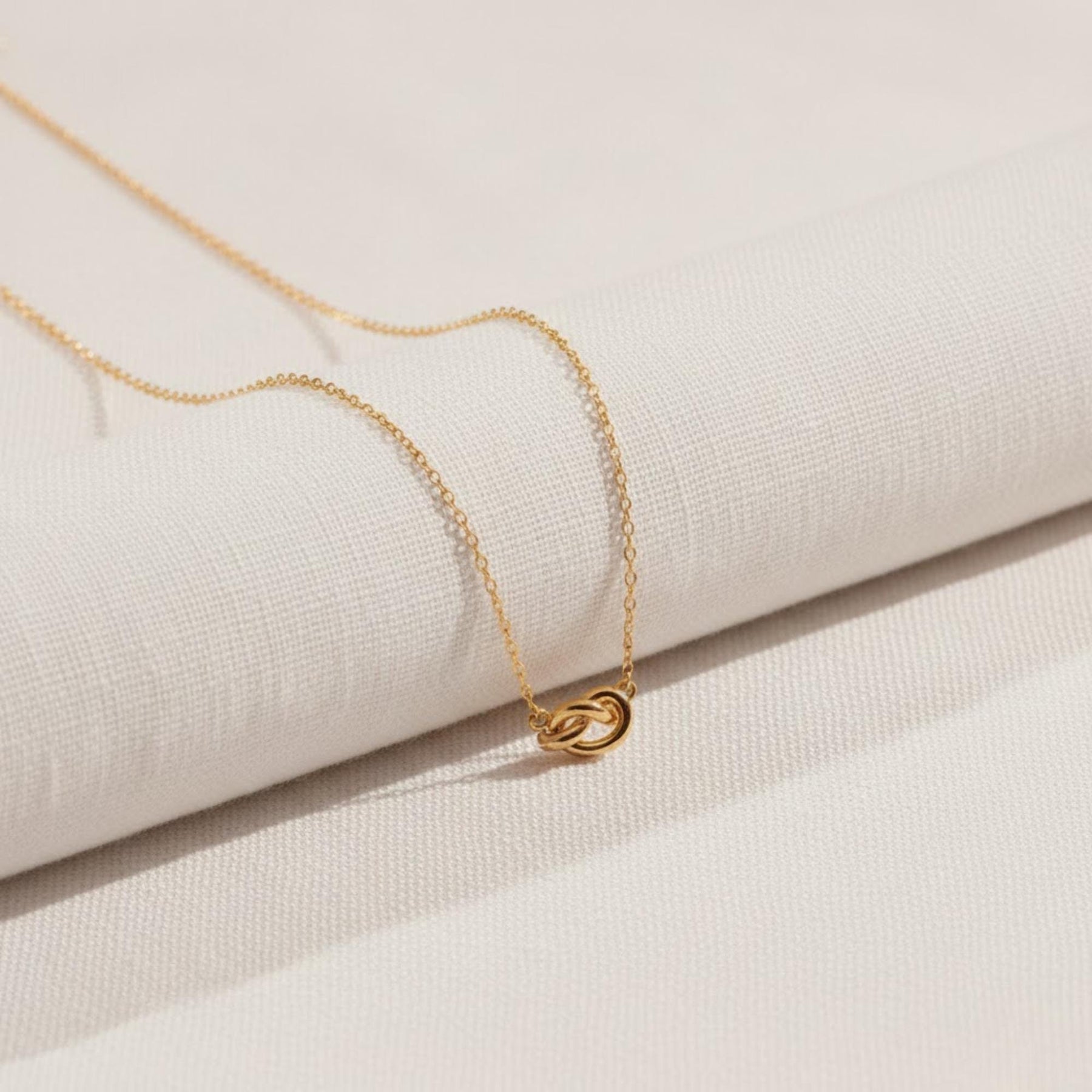Solid Gold Knot Necklace, Promise Necklace, Charm Necklace, Love Necklace, Dainty Chain Choker, 14k Solid Gold, Anniversary Gift. Jenna