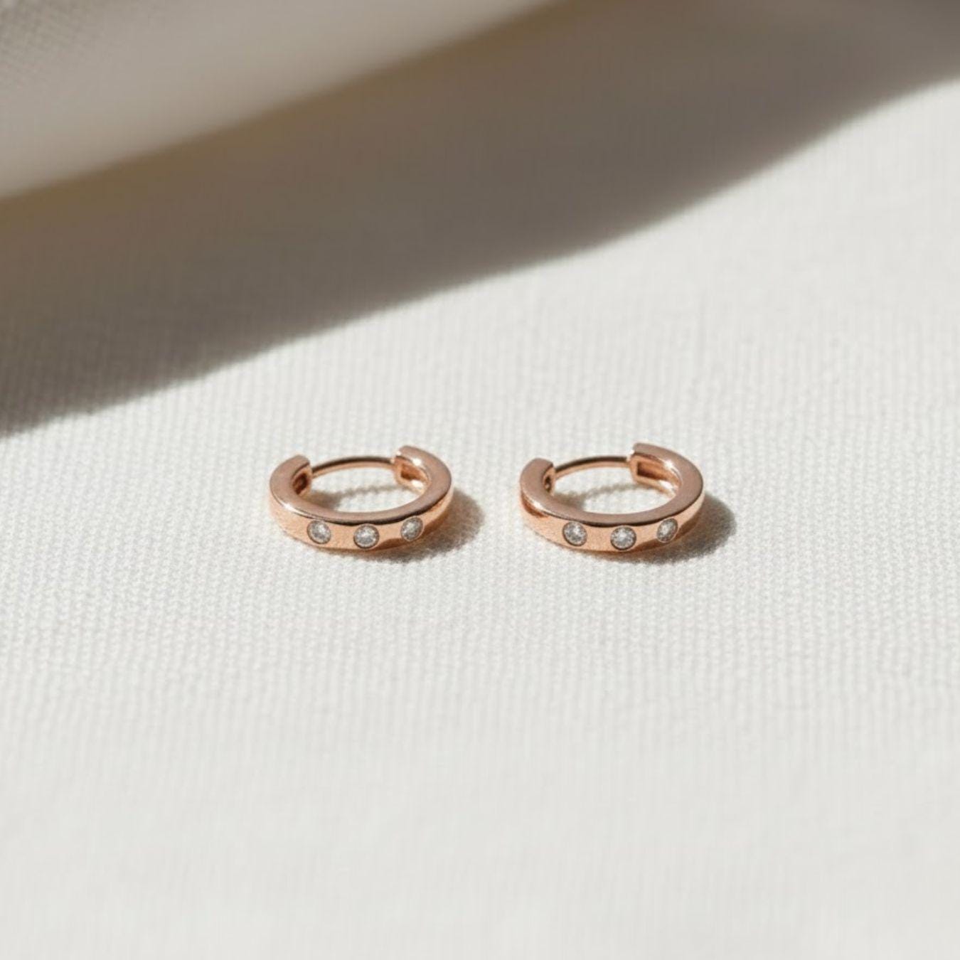 Lab Grown Diamond Earrings Cartilage Earring Huggie Hoop Earrings Lab Diamond Earrings 14K Gold Earrings Helix Earrings Small Hoop Earrings