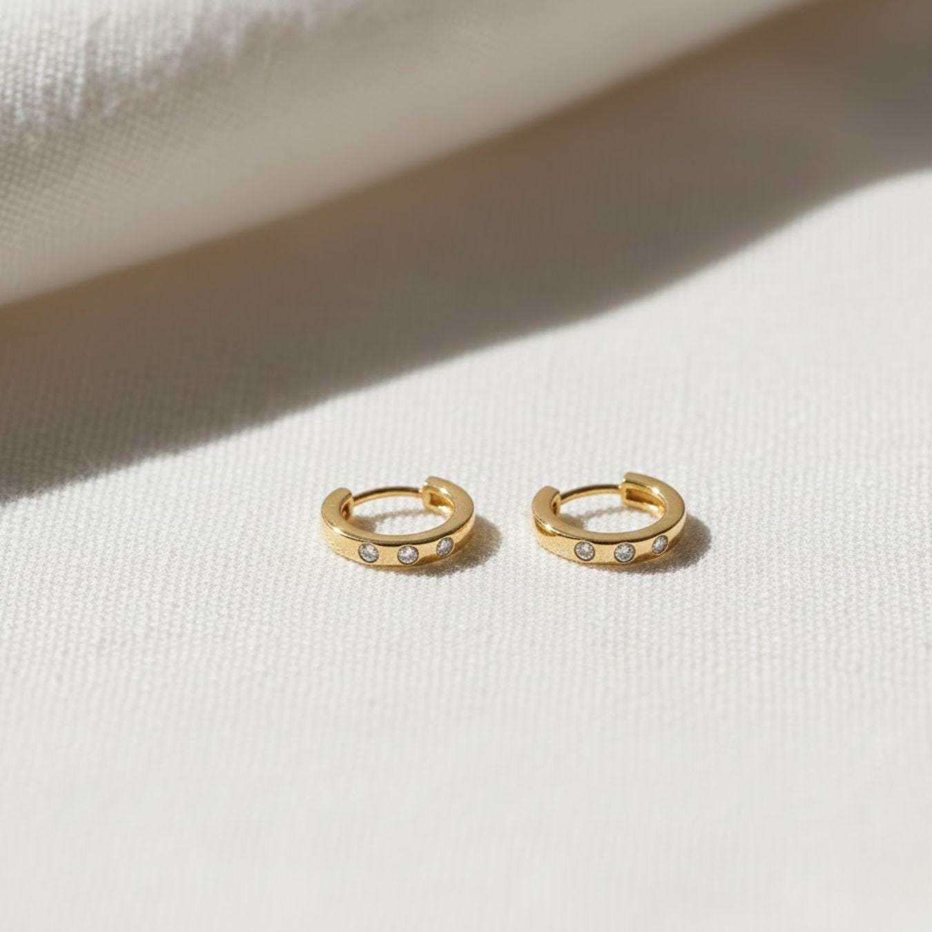 Lab Grown Diamond Earrings Cartilage Earring Huggie Hoop Earrings Lab Diamond Earrings 14K Gold Earrings Helix Earrings Small Hoop Earrings