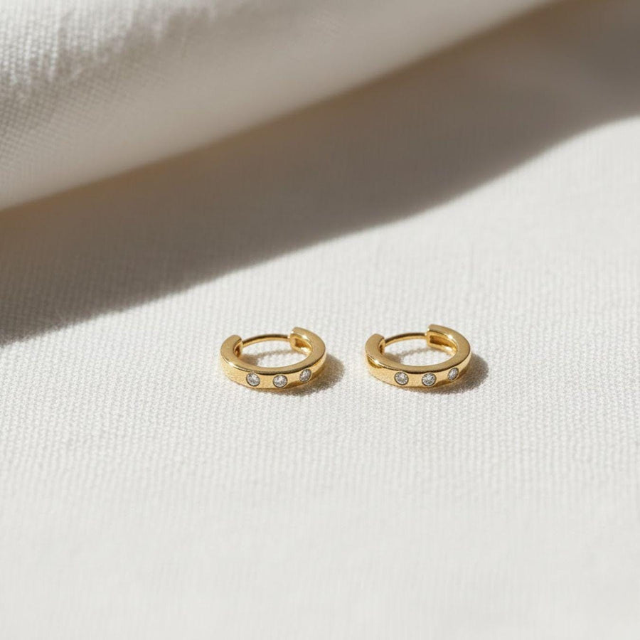 The Aurielle Lab-Grown Diamond Huggie Hoop Earrings for Cartilage and Helix in 10K or 14K Solid Gold