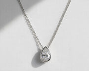 Lab Diamond Solitaire Engagement Pendant/ Pear Cut Lab Grown Diamond Bridesmaid Pendant/ 14K Gold Bezel Diamond Pendant Gift For Her