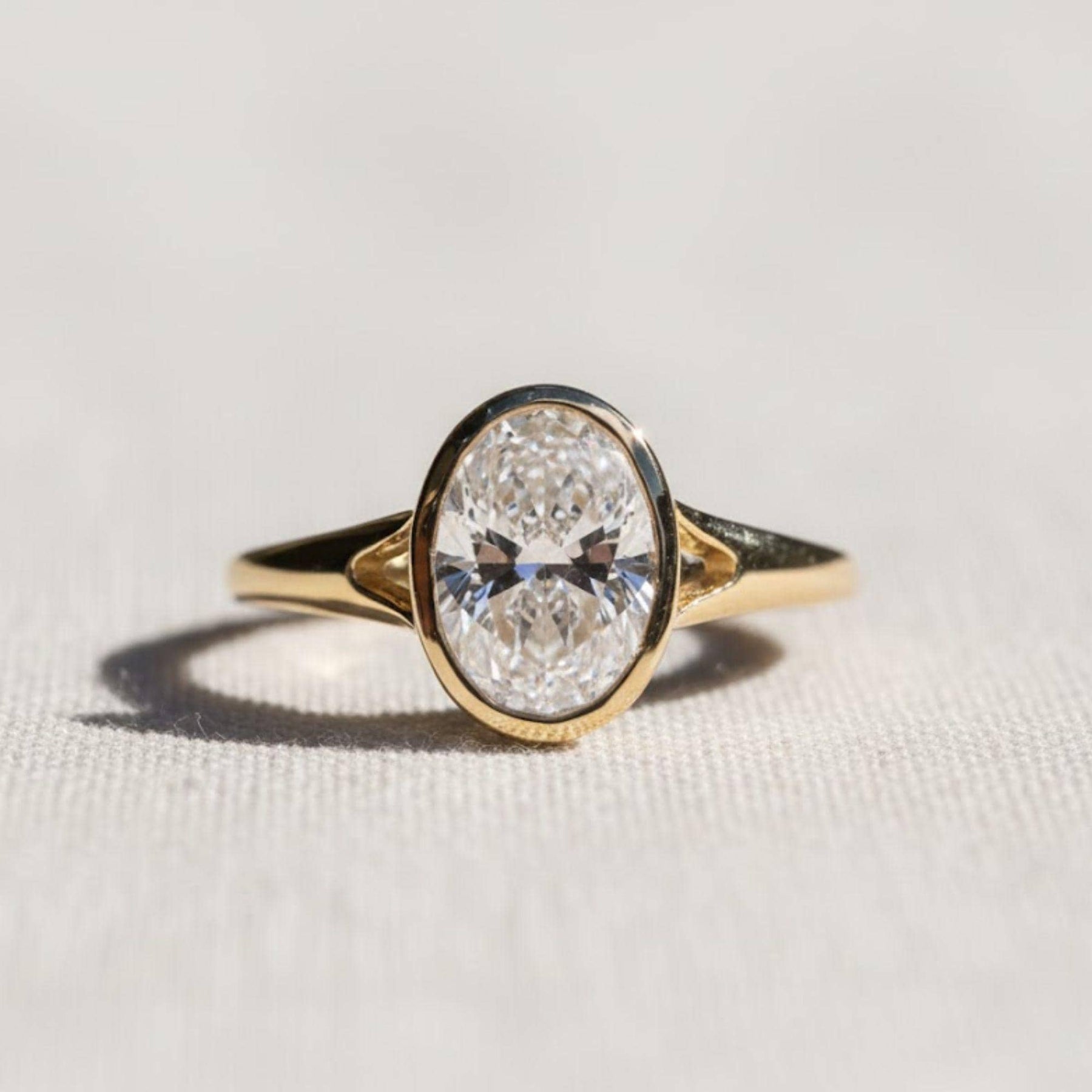 Certified 2.00 CT Lab Grown Diamond Ring, Oval Lab Diamond Engagement Ring , Lab Oval, Solid 14K Yellow Gold Oval Ring