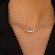 14k Gold Diamond Cluster Necklace, Layering Multi Shape Necklace